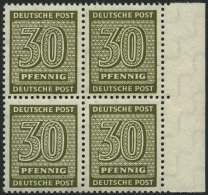 WEST-SACHSEN 135Xa VB **, 1945, 30 Pf. Bräunlicholiv, Wz. 1X, Im Randviererblock, Pracht, Gepr. Dr. Jasch, Mi. 880. - Autres & Non Classés
