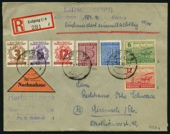 WEST-SACHSEN 133Xa BRIEF, 1945, 15 Pf. Lilakarmin, Wz. 1X, Mit Zusatzfrankatur (u.a. Nr. 85/6wb) Auf Nachnahme-Einschrei - Otros & Sin Clasificación