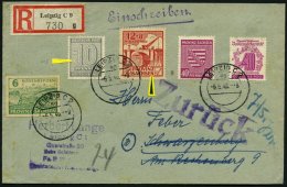 WEST-SACHSEN 131II BRIEF, 1945, 10 Pf. Grau Mit Abart Weißer Fleck Links Vor 10 Auf Portogerechtem Einschreibbrief - Autres & Non Classés