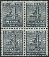 WEST-SACHSEN 127Xb VB **, 1945, 4 Pf. Blaugrau, Wz. 1X, Im Viererblock, Pracht, Gepr. Ströh, Mi. 200.- - Sonstige & Ohne Zuordnung