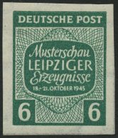 WEST-SACHSEN 124XU **, 1945, 6 Pf. Musterschau, Wz. 1X, Ungezähnt, Pracht, Mi. 150.- - Sonstige & Ohne Zuordnung