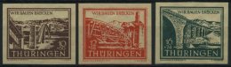 THÜRINGEN 112-14yy **, 1946, 10 - 16 Pf. Wiederaufbau, Dünnes Papier, 3 Prachtwerte, Mi. 180.- - Otros & Sin Clasificación