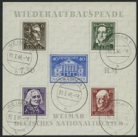 THÜRINGEN Bl. 3A O, 1946, Block Nationaltheater, Ungezähnt, Pracht, Mi. 80.- - Sonstige & Ohne Zuordnung