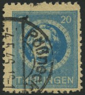 THÜRINGEN 98AXp1 O, 1945, 20 Pf. Preußischblau, Gezähnt, Vollgummierung, Dickes Papier, Steigende Papier - Other & Unclassified