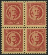 THÜRINGEN 97AXar VB **, 1945, 12 Pf. Karminrot, Vollgummierung, Hellchromgelbes Papier, Dicke Gummierung, Type I, I - Sonstige & Ohne Zuordnung