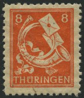 THÜRINGEN 96AYyy **, 1945, 8 Pf. Rotorange, Spargummierung, Dünnes Papier, Pracht, Attestkopie Herpichböh - Sonstige & Ohne Zuordnung