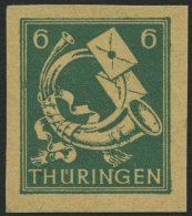 THÜRINGEN 95AYbyU **, 1945, 6 Pf. Schwärzlichbläulichgrün, Spargummierung, Gelblichgraues Papier, Un - Other & Unclassified