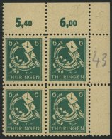 THÜRINGEN 95AXbs VB **, 1945, 6 Pf. Schwärzlichbläulichgrün, Vollgummierung, Hellchromgelbes Papier, - Otros & Sin Clasificación