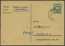 OST-SACHSEN 57a BRIEF, 1945, 5 Pf. Dunkelgrün Auf Ortspostkarte, Pracht - Otros & Sin Clasificación