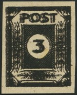 OST-SACHSEN 51cuyDD **, 1945, 3 Pf. Doppeldruck (schwarz Auf Schwarzbraun), Steigende Papierstreifung, Spargummierung, P - Otros & Sin Clasificación