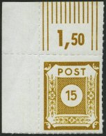 OST-SACHSEN 47bG **, 1945, 15 Pf. Lebhaftgelbocker Loschwitz, Linke Obere Bogenecke, Pracht, Gepr. Ströh, Mi. (600. - Other & Unclassified