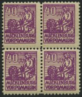 MECKLENBURG-VORPOMMERN 40yb VB **, 1946, 40 Pf. Violettpurpur Im Viererblock, Pracht, Gepr. Kramp, Mi. 400.- - Sonstige & Ohne Zuordnung