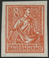 MECKLENBURG-VORPOMMERN 24PIIU (*), 1945, Probedruck: 8 Pf. Orange, Pergamentpapier, Ungezähnt, Pracht, Mi. 180.- - Sonstige & Ohne Zuordnung