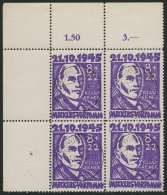 MECKLENBURG-VORPOMMERN 21 VB O, 1945, 8 Pf. Faschismus Im Oberen Linken Eckrandviererblock, Pracht, Gepr. Kramp, Mi. (32 - Other & Unclassified