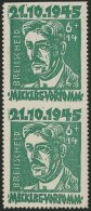 MECKLENBURG-VORPOMMERN 20aUo,w**, *, 1945, 6 Pf. Hellgrün Faschismus Im Senkrechten Paar, Untere Marke Oben Ungez&a - Other & Unclassified