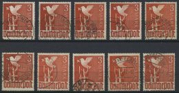 ALLIIERTE BES. 961 O, 1947, 3 M. Bräunlichrot, 10 Sauber Gestempelte Werte, Meist Pracht, Alle Gepr. Schlegel, Mi. - Autres & Non Classés