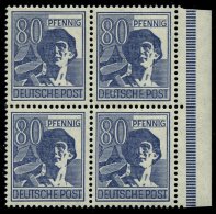 ALLIIERTE BES. 957III **, 1947, 80 Pf. Blau Mit Abart Weiße Flecke Im Und Rechts Neben U In Deutsche, Im Randviere - Other & Unclassified