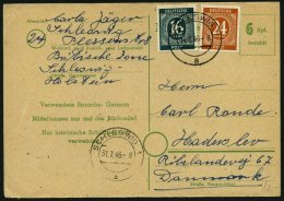 ALLIIERTE BES. 923,925 BRIEF, 1946, 16 Pf. Schwärzlichopalgrün Und 24 Pf. Braunorange Auf 6 Pf. Ganzsachenkart - Other & Unclassified