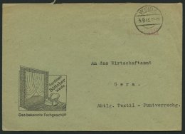 ALL. BES. GEBÜHR BEZAHLT WEIDA, 4.9.45, Roter R1 Gebühr Bezahlt, Brief Mit Werbeeindruck, Pracht - Otros & Sin Clasificación