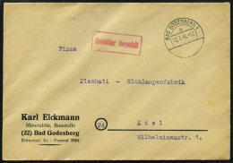 ALL. BES. GEBÜHR BEZAHLT BAD GODESBERG 1, 12.7.46, Roter R1 Gebühr Bezahlt, Geschäftsbrief, Pracht - Other & Unclassified