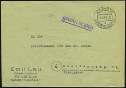 ALL. BES. GEBÜHR BEZAHLT ANNAHÜTTE (NIEDERLAUSITZ), 4.2.46, Violetter Unterstrichenener L1 Gebühr Bezahlt - Otros & Sin Clasificación