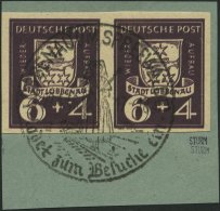 LÜBBENAU 2BDD Paar BrfStk, 1946, 6 Pf. Wiederaufbau, Ungezähnt, Doppeldruck, Im Waagerechten Paar Mit Sonderst - Privatpost