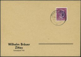 LÖBAU 1 BRIEF, 1945, 6 Pf. Hitler Mit Blauviolettem Echten Aufdruck Auf Bräuer-Blancokarte, Stempel LÖBAU - Privatpost