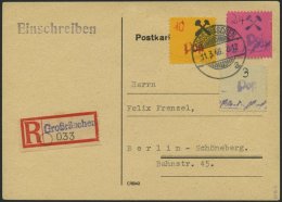 GROSSRÄSCHEN 28II BRIEF, 1946, 10 Pf. Auf Orange, Mit Hämmer Rechts, Mit 28 Pf. Zusatzfrankatur Auf Einschreib - Privatpost