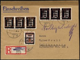 GLAUCHAU 21 BRIEF, 1945, 15 Auf 3 Pf. Braun Mit Je 3x Mi.Nr. 1 Und 3 Auf Einschreibbrief Von WALDENBURG Nach Chemnitz (m - Postes Privées & Locales