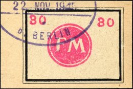 FREDERSDORF Sp 250 BrfStk, 1945, 30 Pf., Rahmengröße 38x28 Mm, Kleine Wertziffern, Prachtbriefstück, Mi. - Private & Local Mails