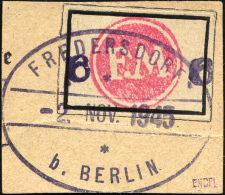 FREDERSDORF Sp 227FIII BrfStk, 1945, 6 Pf., Rahmengröße 28x19 Mm, Große Wertziffern, Mit Abart Wertziff - Privatpost