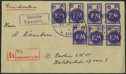 FREDERSDORF Sp 206 BRIEF, 1945, 6 Pf., Rahmengröße 18x25 Mm, 7x (dabei 2 Paare) Auf Einschreibbrief Mit Geb&u - Privatpost