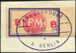 FREDERSDORF Sp 163FI BrfStk, 1945, 8 Pf., Rahmengröße 38x21 Mm, Mit Abart Aufdruck Mittelrosa, Prachtbriefst& - Privatpost