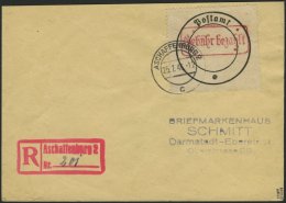 ASCHAFFENBURG 1 BRIEF, 1946, Postverschlusszettel Schwarz/rot Auf Einschreibbrief, Pracht, Gepr. U.a. Zierer, Mi. 700.- - Autres & Non Classés