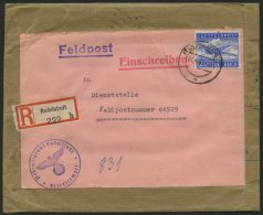 FELDPOSTMARKEN 1A BRIEF, 1943, Zulassungsmarke, Gezähnt, Einschreibbrief Von RUDOLSTADT An Die FP-Nummer 04929, Fei - Ocupación 1938 – 45