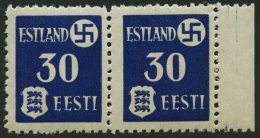 ESTLAND 3IY **, 1941, 30 Pf. Landespost Mit Abart A In Estland Gebrochen, Im Waagerechten Paar Mit Normaler Marke, &uuml - Ocupación 1938 – 45