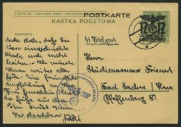 GENERALGOUVERNEMENT P 6II BRIEF, 1940, 12 Gr. Ganzsachenkarte Aus Lublin Mit Briefstempel SS Totenkopfstandarte, Pracht - Ocupación 1938 – 45