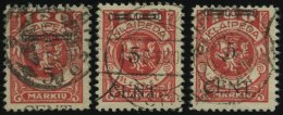 MEMELGEBIET 180I-III O, 1923, 5 C- Auf 100 M. Dunkelrosa, Type I-III, 3 Werte Feinst/Pracht, Gepr. Huylmans - Memel (Klaïpeda) 1923