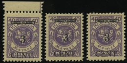 MEMELGEBIET 178 **, 1923, 3 C. Auf 40 M. Lebhaftgrauviolett, Type I,II Und III, 3 Werte Feinst/Pracht - Memel (Klaïpeda) 1923