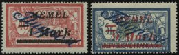 MEMELGEBIET 74III,83III **, 1922, 1 M. Auf 40 C. Und 9 M. Auf 5 Fr. Je Mit Abart G In Flugpost Oben Rechts Spitz Auslauf - Memel (Klaipeda) 1923