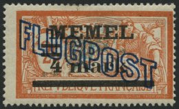 MEMELGEBIET 46Ia *, 1921, 4 M. Auf 2 Fr. Rötlichorange/grautürkis Mit Abart 4 Verdickt, Falzreste, Normale Z&a - Memelgebiet 1923