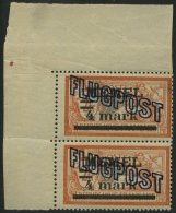 MEMELGEBIET 46Ia **, 1921, 4 M. Auf 2 Fr. Rötlichorange/grautürkis Mit Abart 4 Verdickt, Im Senkrechten Paar A - Memel (Klaipeda) 1923