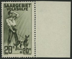 SAARGEBIET 104III **, 1926, 20 Pf. Volkshilfe Mit Abart Apostroph Zwischen L Und K In Volkshilfe Retuschiert (weiß - Autres & Non Classés