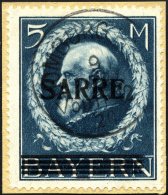 SAARGEBIET 30III BrfStk, 1920, 5 M. Bayern-Sarre Mit Abart Fetter Kontrollstrich, Prachtbriefstück, Fotoattest Burg - Other & Unclassified