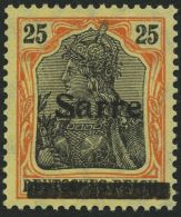 SAARGEBIET 9bI **, 1920, 25 Pf. Gelborange/schwarz Auf Gelbweiß, Pracht, Gepr. Braun, Mi. 90.- - Autres & Non Classés