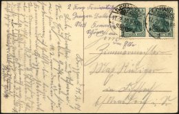FELDPOST I.WK 70 Paar BRIEF, 1919, 5 Pf. Grün Im Waagerechten Paar Auf Postkarte Aus SCHANDAU/Sächs. Schweiz M - Usados