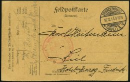 FELDPOST I.WK 1914 Feldpostkarte Aus Dem Rotkreuz-Vereinslazarett Görden Bei Brandenburg Nach Kiel, Mit Rotem Lazar - Used Stamps