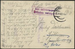 LETTLAND Feldpoststation Nr. 214, 25.9.17, Mit Aptiertem Stempel K.D. FELDPOST Auf Farbiger Ansichtskarte (Mitau-Schlo&s - Letonia