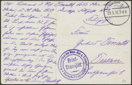 LETTLAND 8. Armee, 29.5.17, Mit Ausgestanztem Stempel K.D. FELDPOST Auf Farbiger Propagandakarte (Schipp Schipp Hurrah!) - Lettland