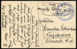 MSP VON 1914 - 1918 (Großer Kreuzer ROON), 5.1.1916, Blauer Briefstempel, Feldpost-Ansichtskarte Von Bord Der Roon - Marítimo